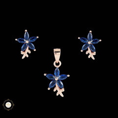 Sterling Silver Sparkling Silver Ocean Bloom Pendant Set
