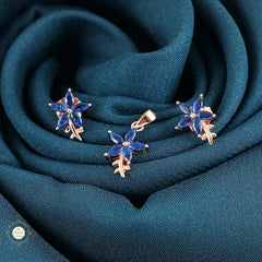 Sterling Silver Sparkling Silver Ocean Bloom Pendant Set