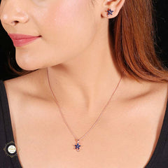 Sterling Silver Sparkling Silver Ocean Bloom Pendant Set