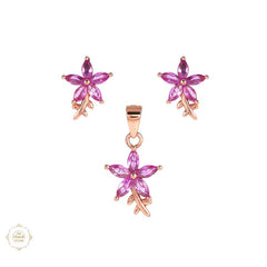 Sterling Silver Sparkling Silver Ocean Bloom Pendant Set
