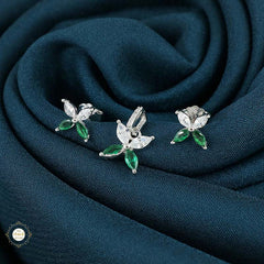 Sterling Silver Sparkling Silver Timeless Petal Pendant Set
