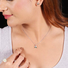 Sterling Silver Sparkling Silver Timeless Petal Pendant Set