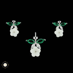 Sterling Silver Sparkling Silver Crystal Garden Pendant Set