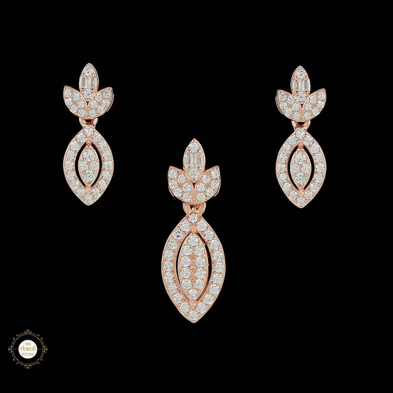 Sterling Silver Sparkling Silver Twinkle Drop Pendant Set