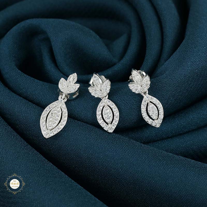 Sterling Silver Sparkling Silver Twinkle Drop Pendant Set