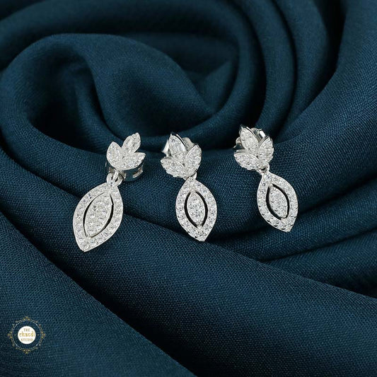 Sterling Silver Sparkling Silver Twinkle Drop Pendant Set