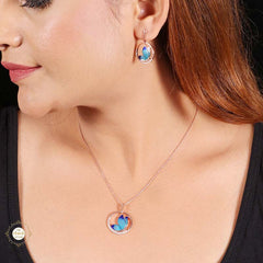 Sterling Silver Sparkling Silver Blue Wings Pendant Set