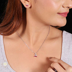 Sterling Silver Sparkling Silver Petal Glow Pendant Set
