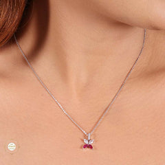 Sterling Silver Sparkling Silver Petal Glow Pendant Set