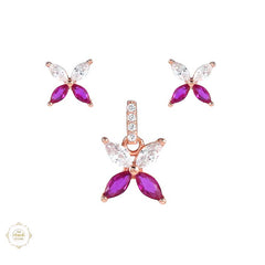 Sterling Silver Sparkling Silver Petal Glow Pendant Set
