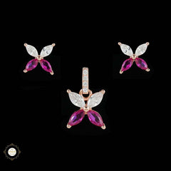 Sterling Silver Sparkling Silver Petal Glow Pendant Set