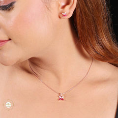 Sterling Silver Sparkling Silver Petal Glow Pendant Set