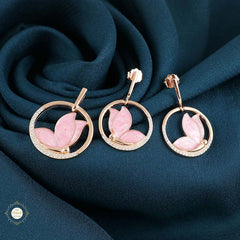 Sterling Silver Sparkling Silver Pink Wings Pendant Set