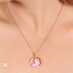 Sterling Silver Sparkling Silver Pink Wings Pendant Set