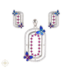Sterling Silver Sparkling Silver Wings of Grace Pendant Set