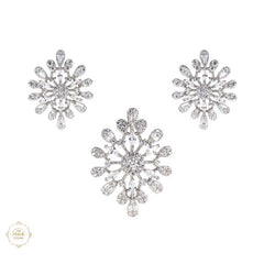 Sterling Silver Sparkling Silver Shimmer Bloom Pendant Set