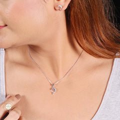 Sterling Silver Sparkling Silver Sparkle Fish Pendant Set