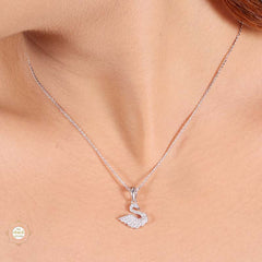 Sterling Silver Sparkling Silver Twinkle Swan Pendant Set