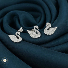 Sterling Silver Sparkling Silver Twinkle Swan Pendant Set