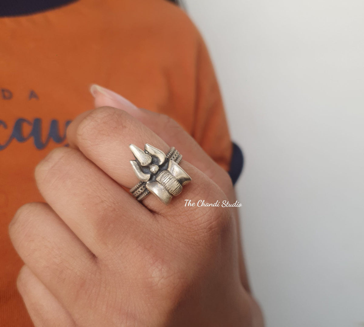 Sterling Silver Trishul Ring