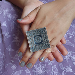 Sterling Silver Square Rawa Ring