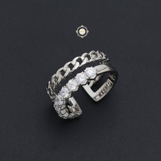 Sterling Silver Sparkling Braided Ring