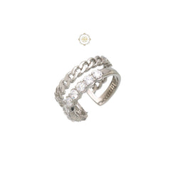 Sterling Silver Sparkling Braided Ring