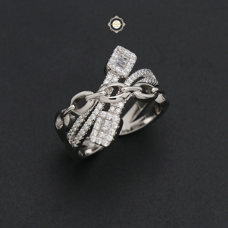 Sterling Silver Sparkling Tie-A-Knot Ring