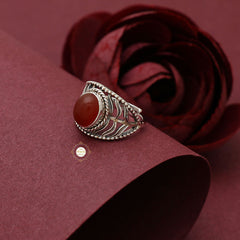 Red Onyx Semi Precious Stone Ring