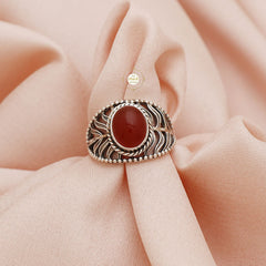 Red Onyx Semi Precious Stone Ring