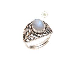 Rainbow Moonstone Semi Precious Stone Ring