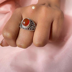 Red Onyx Semi Precious Stone Ring