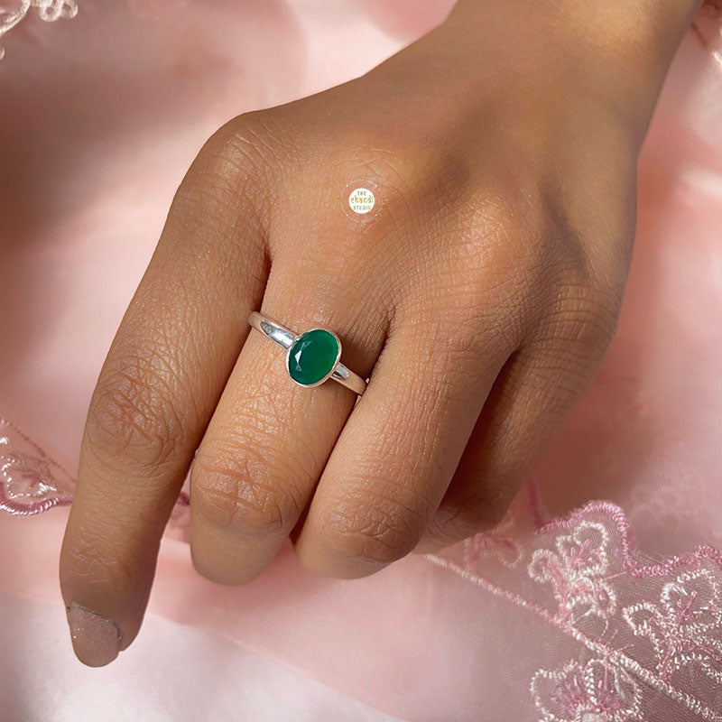 Green Semi Precious Stone Ring