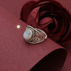 Rainbow Moonstone Semi Precious Stone Ring