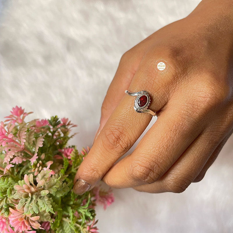 Garnet Semi Precious Stone Ring