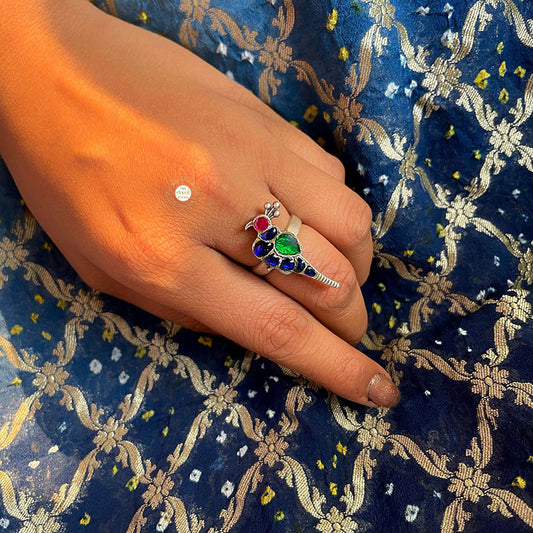 Parrot Kundan Ring