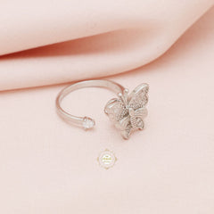 Sparkling Silver Rotating Butterfly Ring