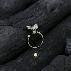 Sparkling Silver Rotating Butterfly Ring