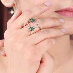 Sparkling Silver Exotic Flower Ring