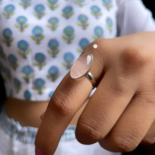 Natural Rose Quartz Stone Ring