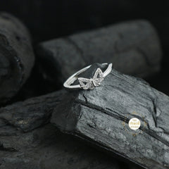 Sparkling Silver Bow Ring