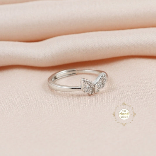 Sparkling Silver Bow Ring