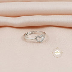 Sparkling Silver Heart Ring