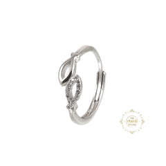 Sparkling Silver Leafy Ring