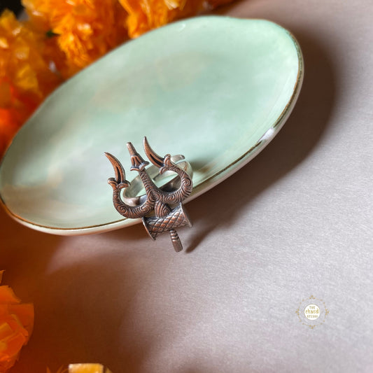 Sterling Silver Shiva Trishul Ring