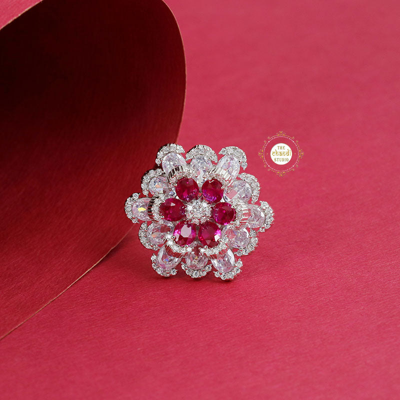 Sparkling Sapphire Bloom Ring