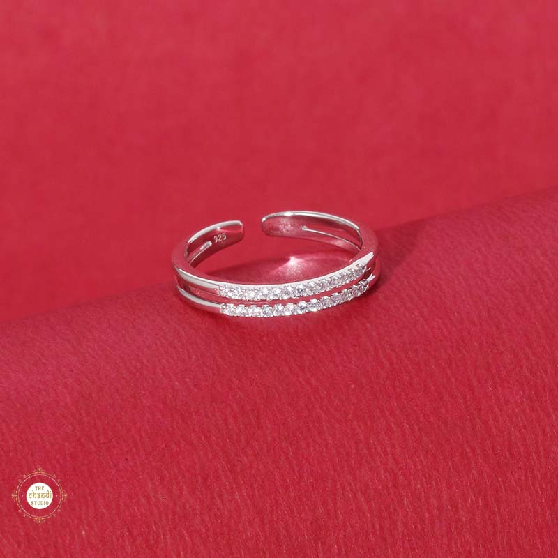 Sterling Silver Sparkling  layer up stack Ring