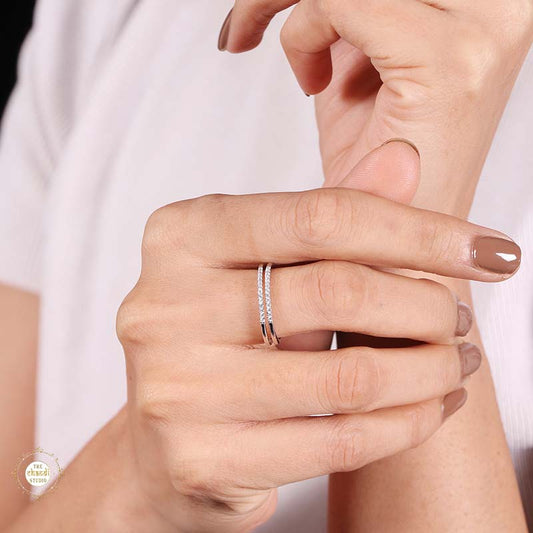 Sterling Silver Sparkling  layer up stack Ring