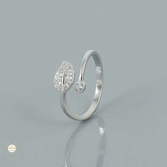 Sterling Silver Sparkling  Whispering Leaf Ring