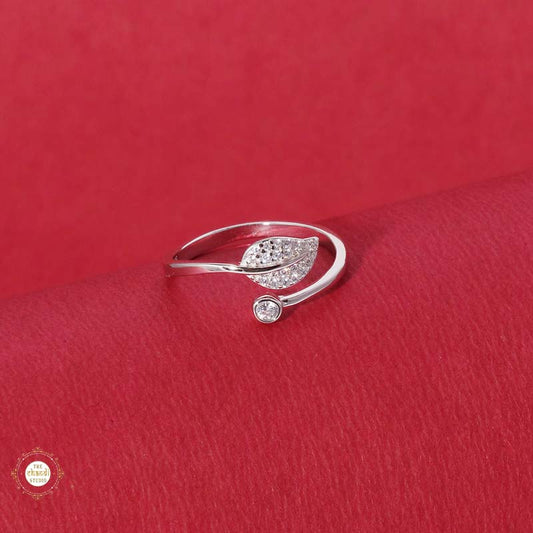 Sterling Silver Sparkling  Whispering Leaf Ring